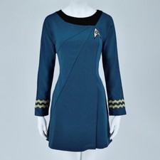 Cosplay TOS Female Duty Uniforms The Original Series Blue Gold Red Dress Costume picture