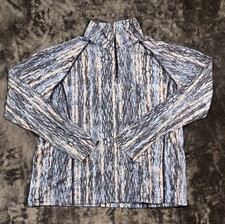 Orvis Women’s L 1/4 Zip Pullover Blue Abstract Print Performance Shirt picture
