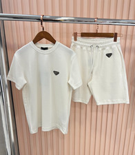 Prada Men T-Shirt & Shorts Set White Color  2026 Collection Cotton Size Medium picture