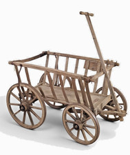 Wooden Goat Cart Pumpkin Wagon Primitive Antique Rustic Cottage Country Home Art picture