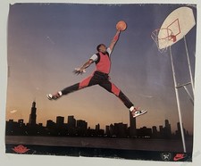 VINTAGE 1985 Nike Air Jordan Jumpman Poster Chicago Skyline Rookie OG 1st Print picture