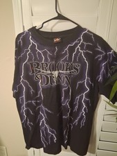 Vintage 90s AOP Lightning Thunder Brooks & Dunn Electric Rodeo Tour Shirt Sz L picture