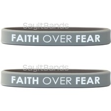 2 FAITH OVER FEAR Wristbands - Quality Debossed Color Filled Silicone Bracelets picture