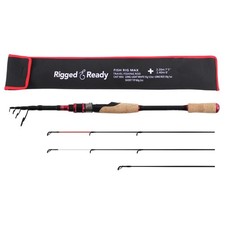 Fish RIG MAX Telescopic Rod 240cm 8' & 220cm 7' + 3 Tips Spin Fishing Pole Set picture
