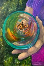 OOAK Original Abstract Painting Hand Holding Mason Jar w/ Butterfly Unframed picture