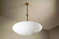 Elegant Mid Century Modern Raw Brass Ceiling Flush Mount Pendant Light Fixture picture
