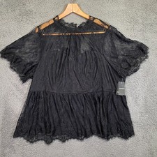 Torrid 3XL Black Lace Peplum Blouse Sheer Babydoll Goth Whimsigoth Womens picture
