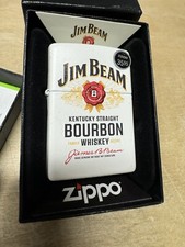 Zippo Jim Beam Whiskey Logo Lighter 48317 - White - New picture