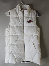 New Arkansas Razorbacks Women's White Puff Quilted Vest NCAA  Sz S picture