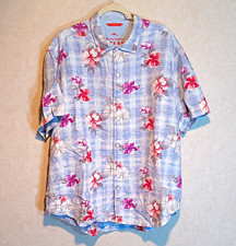 Tommy Bahama Relax Mens XL Blue Floral Hawaiian Cotton Linen Short Sleeve Shirt picture