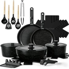 Umite Chef 21Pcs Pots and Pans Set Non Stick, Nonstick Cookware Large, Black picture