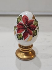 VINTAGE FENTON RUBY RED POINSETTIA PEDESTAL EGG **SIGNED, #1343/2500  picture