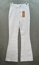 Shein Jeans Womens 29 White Denim Sxy High Rise Flared Stretch Preppy NEW picture