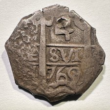 1769 Potosi Bolivia 4 Reales Cob Silver Charles III Damaged Affordable picture