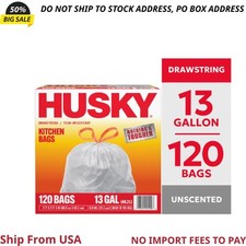 Husky 13 Gallon Tall Kitchen Drawstring Bags, 120 Bags New picture