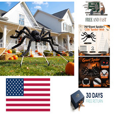 236'' Big Spider Web Halloween Decor+70'' Huge Spider for Roof with Triangular picture