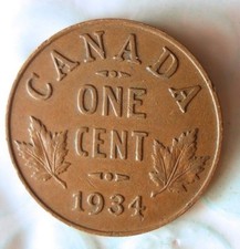 1934 CANADA CENT - Excellent Collectible Coin-  - Big Canada Bin picture