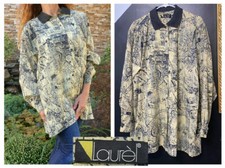 VINTAGE LAUREL ESCADA WOOL ABSTRACT PRINT BUTTON DOWN COLLARED BLOUSE TUNIC  40 picture