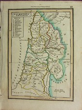 1832 SMALL ANCIENT MAP ~ PALAESTINA ANTIQUA SAMARIA GALILAEA JUDAEA PERAEA JERUS picture