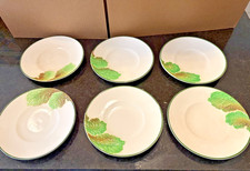 Antique Villeroy & Boch Dresden Leaf Bowls Set of 6 Green Brown Germany picture