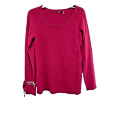 Magaschoni Women Cashmere Magenta Sweater Lond Slevee Red Size Large A000482 picture