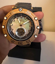 Invicta Subaqua men tourbillon 200m MOP White Dial Gold Bezel SS Watch picture