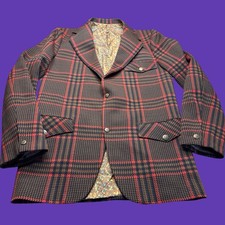 Vintage Trego's Westwear Western Blazer 40R Brown Red Plaid Cowboy Jacket picture