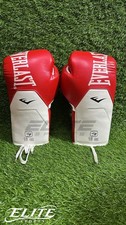 Everlast Elite boxing gloves Lace up Pro Sparring Gloves 8oz-16oz Red Leather picture