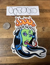 Vintage 2002 Alan Forbes Snake Woman Flames  Art Sticker Kozik Coop Low Brow picture