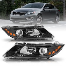 For 2011-2013 Kia Optima Black Factory Style Halogen Headlights Assembly Pair picture