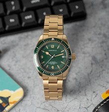 *BRAND NEW* CARAVELLE Sea Hunter Auto Green Dial Gold-tone Men's Watch 44B128 picture