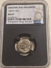 1983-D NGC MS67 Roosevelt Dime Original Bag Fragment Series picture