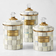 MacKenzie-Childs Sterling Check Canister NEW picture