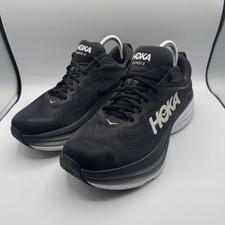 HOKA Bondi 8 Men’s Black/White Lace Up Mesh Low Top Athletic Sneakers picture