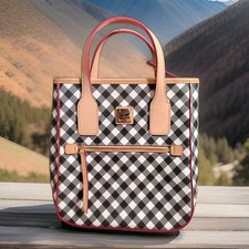 Dooney And Bourke Black Gingham Handlo Tote Bag picture
