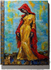 OIL█PAINTING ART█SIGNED EXPRESSIONIST VINTAGE ORIGINAL OUTSIDER PORTRAIT MODERN picture