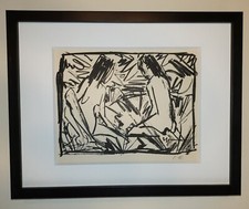 OTTO MUELLER Original HAND SIGNED German Expressionist WOODCUT 1919 Framed picture