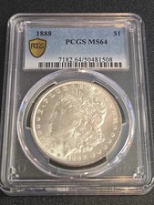 1888 $1 Morgan Silver Dollar PCGS MS65 - Mint State 0.9 Silver Coin High Grade picture