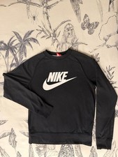 Nike Men's S Crewneck Sweatshirt Black Faded Vintage Wash Big Logo picture