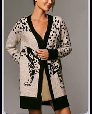 Anthropologie Dalmatian Cardigan Sweater Spotted Dog Duster Long RD Style XL picture