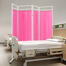 4 Panels Foldable Medical Room Divider Portable Medical Privacy Screen Pink picture
