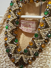 Vintage 1960s Imperial Imports Sequin Beaded Wool British Crown Colony Dress picture