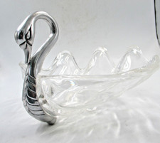 Lucite Swan Shell Serving Dish Centerpiece Vintage 1970s Arthur Court Aluminum picture
