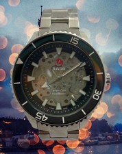 Luxury Silver-Tone Rado Skeleton Look-Rotating Bezel Automatic Refurbished Watch picture