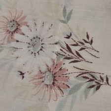 Vintage 70s Floral Full Flat Sheet Pink Daisy Bouquet Selvage Edges Cottagecore picture