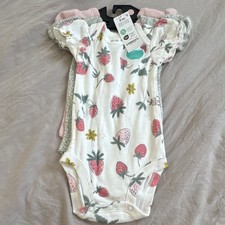 Carter's Baby Girls 3-Pack Strawberry Cotton Knit Short Sleeve Bodysuits 0-3M picture