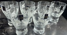 Vintage Gleneagles Crystal Scotland Hand Cut Thistle Whiskey Glasses Set Of 6 picture
