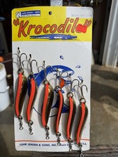 vintage Luhr Jensen Krocodile spoon multi-pack dealer display card, w/ 6 lures picture