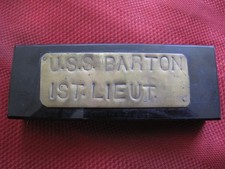 USS Barton 1st Lieut. Brass Desk Plaque - Sunk Destroyer Ship Gadalcanal Battle picture