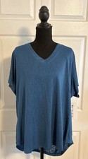 ATHLETA New With Tag Women’s Breezy Scoop V-Neck Shirt Tee Size 2XL Teal Blue picture